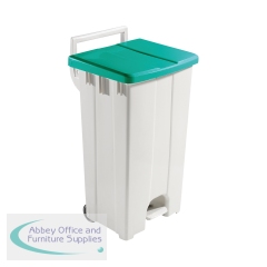 Grey 90 Litre Plastic Pedal Bin with Green Lid 357005
