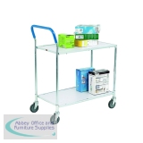 Metallic Grey and White Zinc Plated 2 Tier Service Trolley 375424