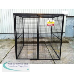 Powder Coated Gas Cylinder Cage Double Doors 1880x2000x2000mm Black 435629