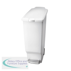 White Slim Plastic Pedal Bin 40L 382649