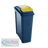 VFM Recycling Bin With Lid 25 Litre Yellow 384283