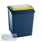 VFM Recycling Bin With Lid 50 Litre Yellow 384287