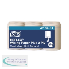 Tork 2-Ply M4 Reflex Wiping Paper Plus Roll Natural (Pack of 6) 473481
