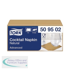 Tork Cocktail Napkins 2-Ply 4 Fold Natural (Pack of 200) 509502