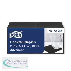 Tork Cocktail Napkins 2-Ply 4 Fold Black Pack of 200 477829