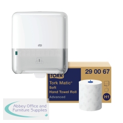 Tork Matic Soft Hand Towel Roll 2-Ply (Pack of 6) + FOC Tork Hand Towel Dispenser H1 White