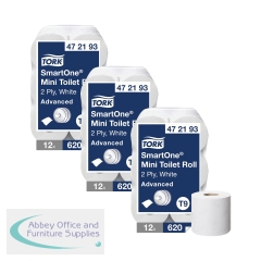 Tork T9 SmartOne Mini 2-Ply Toilet Rolls (Pack of 12) 3For2