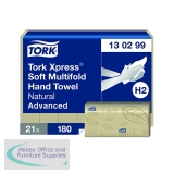 Tork Xpress Soft 2-Ply Multifold Hand Towel Advanced 180 Sheets Per Sleeve Natural (Pack of 21) 130299