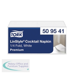 Tork Linstyle Cocktail Napkin White 4 Fold (Pack of 100) 509541
