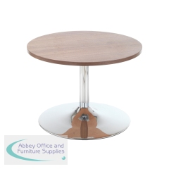 5 Star Sosta Low Round Bistro Table with Trumpet Style Base 600x420mm Walnut/Chrome SF1004341