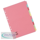 Concord Subject Dividers 10-Part Multipunched 160gsm A4 Assorted Ref 51199