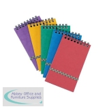Note Pads Headbound Twin Wire 80gsm Ruled/Perfd/Elastic Strap 300pp 127x202mm Asstd Colours A [Pack 10]