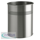 Durable Bin Round Metal Perforated 15 Litre Capacity 30mm Rim Metallic Silver Ref 3300/23