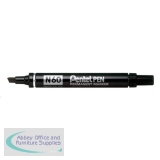 Pentel N60 Permanent Marker Chisel Tip Variable 3.9mm-5.7mm Line Black Ref N60-A [Pack 12]