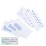 5 Star Value Envelopes Wallet Press Seal Window 90gsm DL 110x220mm White [Pack 1000]
