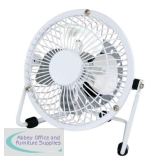 5 Star Facilities Desk Fan 4 Inch with Tilt USB 2.0 Interface 180deg Adjustable H145mm w/Cable 1m White