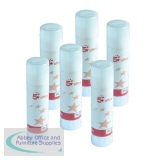 5 Star Office Glue Stick Solid Washable Non-toxic Medium 20g [Pack 6]