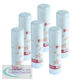 5 Star Office Glue Stick Solid Washable Non-toxic Large 40g [Pack 6]