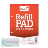 Silvine Refill Pad Headbound 75gsm Ruled Margin Perf Punched 2 Holes 160pp A5 Red Ref A5RPFM [Pack 6]