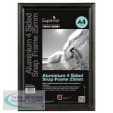 Snap Frame with Mounting Kit Aluminium with Anti-glare PVC Front-loading A3 420x297mm Black