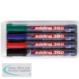Edding 360 Marker Whiteboard Bullet Tip 1.5-3mm Line Assorted Ref 4-360-4 [Pack 4]