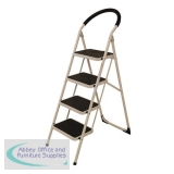 Folding Step Ladder 4 Tread Capacity 150kg White Frame