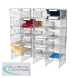 Mailsorter Unit Plastic Coated Wire 24 Compartment Adjustable shelves Grey Ref MSU24G