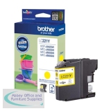 Brother LC221Y Inkjet Cartridge Page Life 260pp Yellow Ref LC221Y