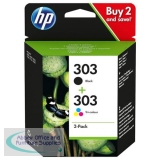 Hewlett Packard 303 Inkjet Cartridge Page Life Black 200pp/Tri-Colour 165pp Ref 3YM92AE [Pack 2]