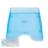 Glass Clear Letter Tray High-Impact Polystyrene for A4/Foolscap W258xD350xH66mm Clear Blue
