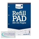 Silvine Refill Pad Headbound 75gsm 5mm Squared Perf Punched 4 Holes 160pp A4 Blue Ref A4RPX [Pack 6]