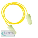 JSP SoundStop Ear Plugs Corded PU Foam Yellow Ref AEE090-060-2G1 [100 Pairs]