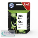 Hewlett Packard 304 Inkjet Cartridge Page Life Black 120pp/Tri-Colour 100pp 6ml Ref 3JB05AE [Pack 2]