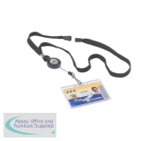 Durable Textile Lanyard with Badge Reel on 850mm retractable cord Ref 822301 [Pack 10]