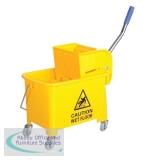 Mop Bucket Mobile Colour Coded with Handle 4 Castors 20 Litre Yellow