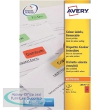 Avery Coloured Labels Removable Laser 24 per Sheet 63.5x33.9mm Red Ref L6034-20 [480 Labels]