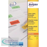 Avery Coloured Labels Removable Laser 24 per Sheet 63.5x33.9mm Yellow Ref L6035-20 [480 Labels]