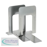 5 Star Office Large Bookends Metal Silver [Pack 2]