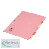 Concord Subject Dividers 10-Part Multipunched 160gsm A4 Assorted Ref 72099/J20 [Pack 25]