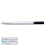5 Star Office Ball Pen Clear Barrel Medium 1.0mm Tip 0.7mm Line Black [Pack 50]