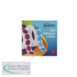 Avery Labels in Dispenser on Roll Round Diam.19mm Red Ref 24-506 [1120 Labels]