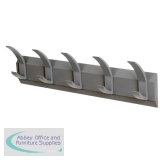 Acorn Hat and Coat Wall Rack with Concealed Fixings 5 Hooks 600x50x120mm Graphite Ref 319875