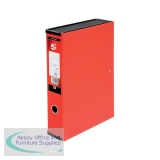 5 Star Office Box File 75mm Spine Lock Spring Foolscap Red [Pack 5]