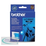 Brother Inkjet Cartridge Page Life 500pp Cyan Ref LC1000C