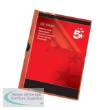 5 Star Office Clip Folder 3mm Spine for 30 Sheets A4 Red [Pack 25]