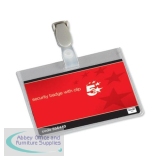 5 Star Office Name Badges Security Landscape with Plastic Clip 60x90mm [Pack 25]