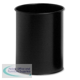 Durable Bin Round Metal 15 Litre Capacity 260x315mm Black Ref 3301/01