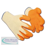 Latex Gloves Polyester Cotton Large Orange [12 Pairs]