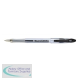 5 Star Office Roller Gel Pen Clear Barrel 1.0mm Tip 0.5mm Line Black [Pack 12]