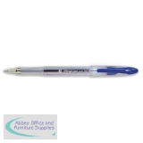 5 Star Office Roller Gel Pen Clear Barrel 1.0mm Tip 0.5mm Line Blue [Pack 12]